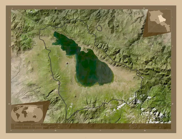 Gegharkunik Province Arménie Carte Satellite Basse Résolution Corner Cartes Localisation — Photo