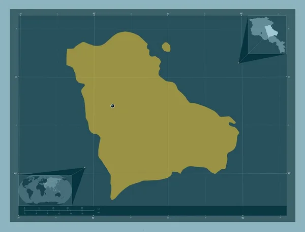 Gegharkunik Provincia Armenia Forma Color Sólido Mapas Ubicación Auxiliares Esquina —  Fotos de Stock
