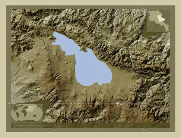 Gegharkunik Provincie Arménie Zdvihová Mapa Zbarvená Stylu Wiki Jezery Řekami — Stock fotografie
