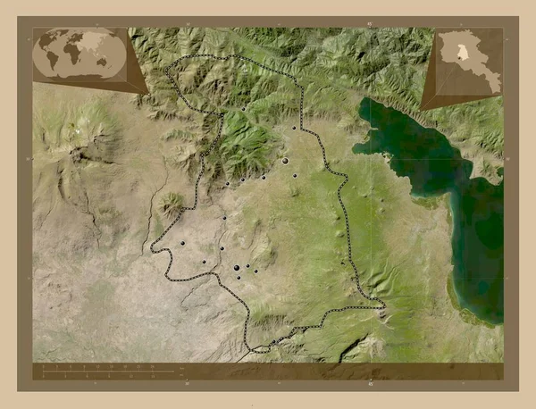 Kotayk Província Armênia Mapa Satélite Baixa Resolução Locais Das Principais — Fotografia de Stock