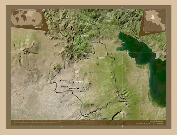 Kotayk Provincia Armenia Mapa Satelital Baja Resolución Ubicaciones Nombres Las —  Fotos de Stock