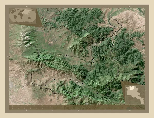 Lori Provinz Armenien Hochauflösende Satellitenkarte Standorte Der Wichtigsten Städte Der — Stockfoto