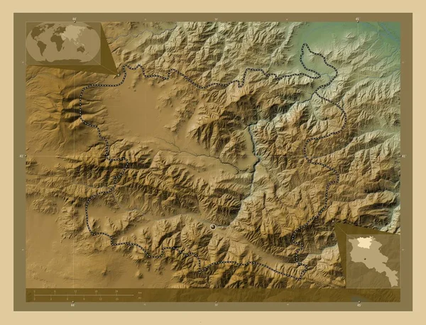 Лорі Провінція Вірменія Кольорові Карти Висот Озерами Річками Кутові Допоміжні — стокове фото