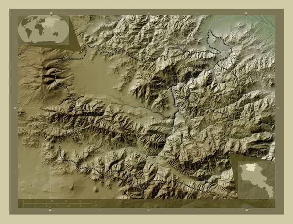 Lori Ermenistan Vilayeti Yükseklik Haritası Göller Nehirlerle Wiki Tarzında Renklendirilmiş — Stok fotoğraf