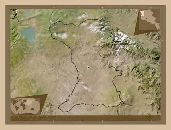 Ширак Провінція Вірменія Супутникова Карта Низькою Роздільною Здатністю Кутові Допоміжні — стокове фото