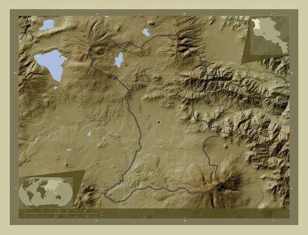 Shirak Prowincja Armenii Mapa Wzniesień Kolorowa Stylu Wiki Jeziorami Rzekami — Zdjęcie stockowe