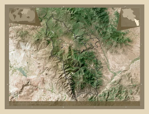 Syunik Provincie Armenië Satellietkaart Met Hoge Resolutie Locaties Van Grote — Stockfoto