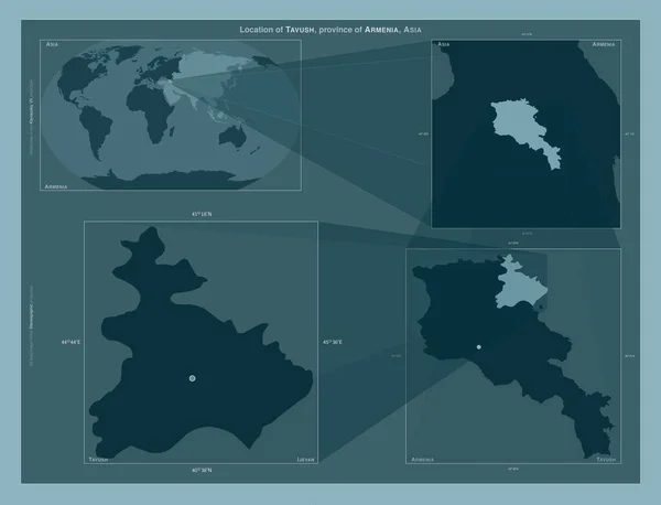 Tavush Provincie Arménie Diagram Znázorňující Umístění Oblasti Větších Mapách Složení — Stock fotografie