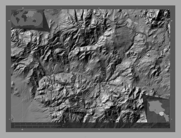 Vayots Dzor Province Armenia Bilevel Elevation Map Lakes Rivers Locations — Stock Photo, Image