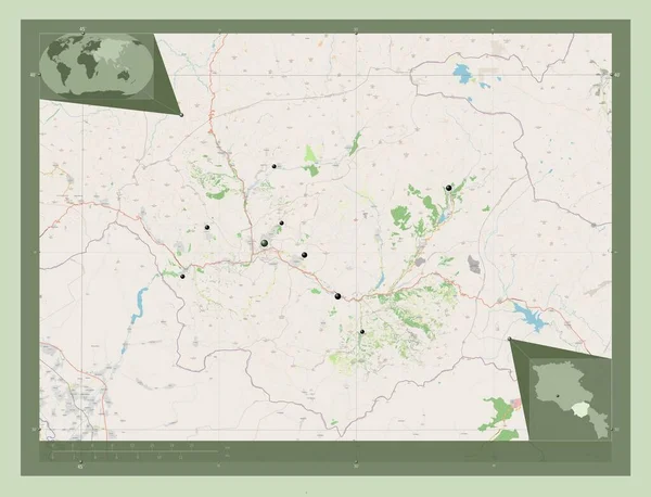 Vayots Dzor Provincia Armenia Mappa Stradale Aperta Località Delle Principali — Foto Stock