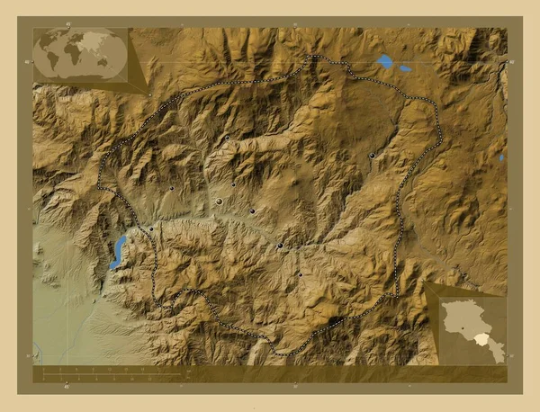 Вайоц Дзор Провинция Армения Цветная Карта Высоты Озерами Реками Места — стоковое фото
