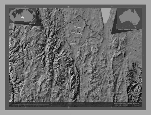 Австралийская Столичная Территория Карта Рельефа Билевела Озерами Реками Места Названия — стоковое фото