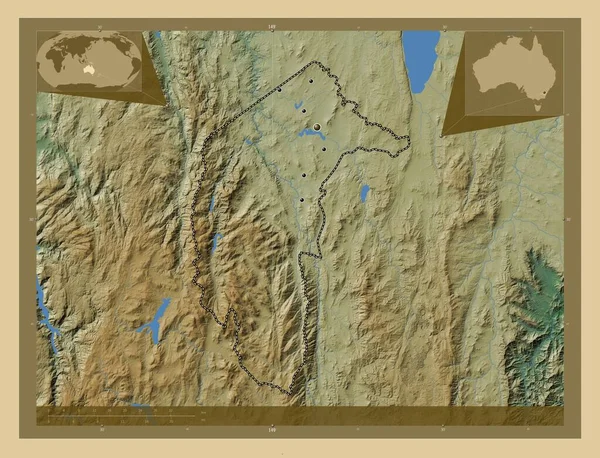 Australian Capital Territory Australiens Territorium Färgade Höjd Karta Med Sjöar — Stockfoto