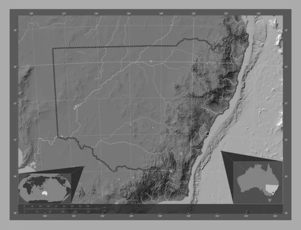 Nouvelle Galles Sud État Australie Carte Altitude Bilevel Avec Lacs — Photo
