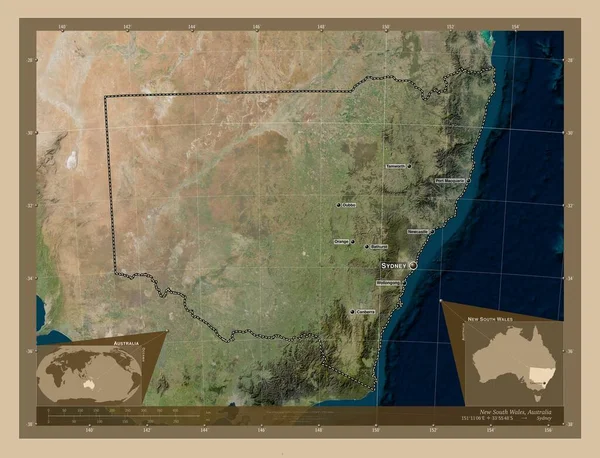 Νέα Νότια Ουαλία Πολιτεία Της Αυστραλίας Δορυφορικός Χάρτης Χαμηλής Ανάλυσης — Φωτογραφία Αρχείου