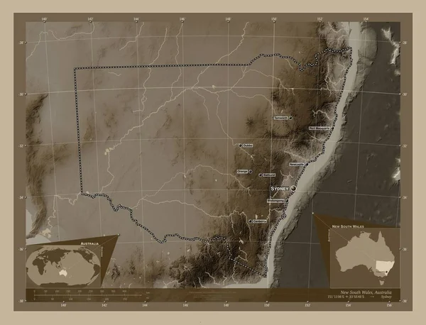 Nuovo Galles Del Sud Stato Dell Australia Mappa Elevazione Colorata — Foto Stock