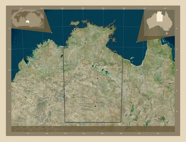 Northern Territory Grondgebied Van Australië Satellietkaart Met Hoge Resolutie Locaties — Stockfoto