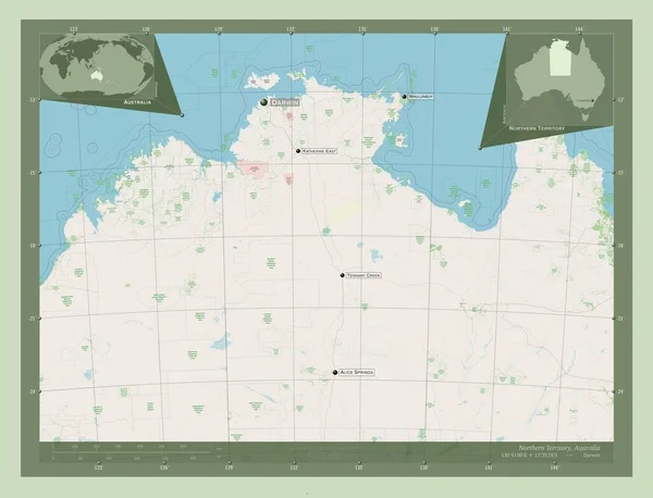 Territorio Del Nord Territorio Dell Australia Mappa Stradale Aperta Località — Foto Stock