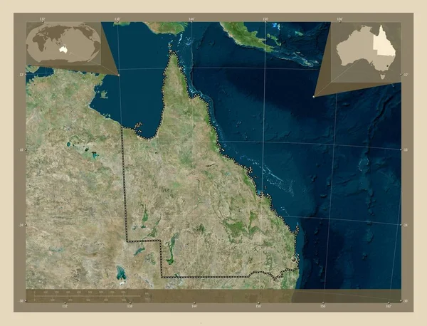 Queensland Stato Dell Australia Mappa Satellitare Alta Risoluzione Mappa Della — Foto Stock