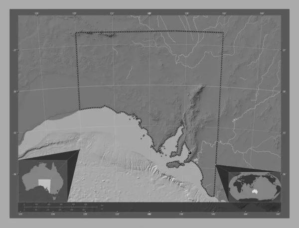 Australie Méridionale État Australie Carte Altitude Bilevel Avec Lacs Rivières — Photo