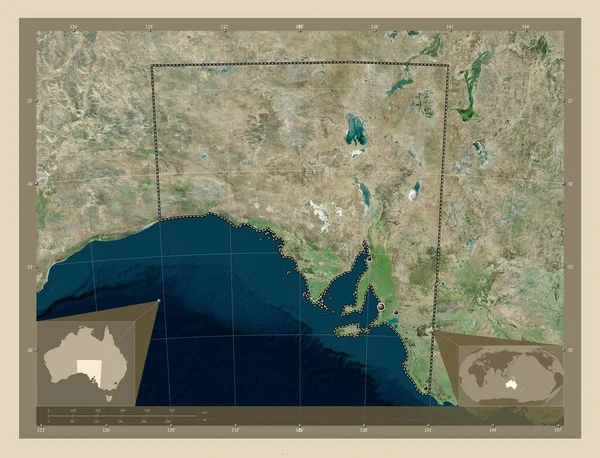 Zuid Australië Staat Australië Satellietkaart Met Hoge Resolutie Locaties Van — Stockfoto