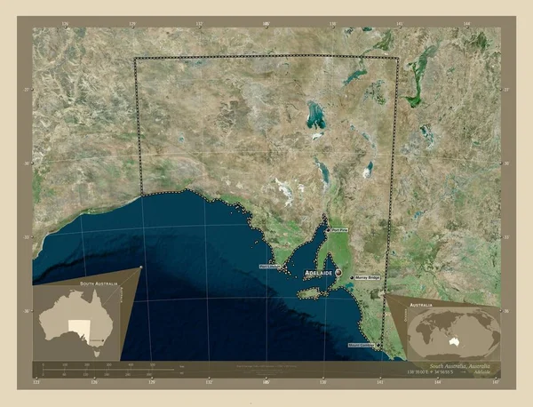 Australia Meridionale Stato Dell Australia Mappa Satellitare Alta Risoluzione Località — Foto Stock