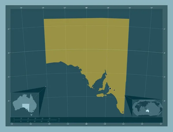 Zuid Australië Staat Australië Stevige Kleurvorm Locaties Van Grote Steden — Stockfoto