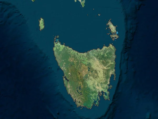 Tasmânia Estado Austrália Mapa Satélite Alta Resolução — Fotografia de Stock