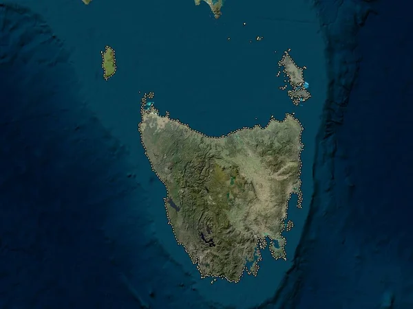 Tasmânia Estado Austrália Mapa Satélite Baixa Resolução — Fotografia de Stock