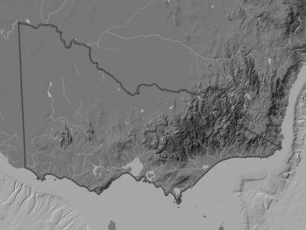 Victoria Estado Australia Mapa Elevación Bilevel Con Lagos Ríos — Foto de Stock