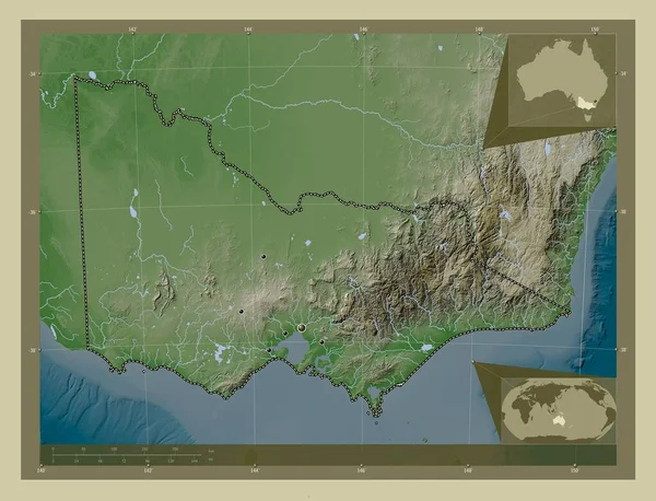 Victoria State Australia Elevation Map Colored Wiki Style Lakes Rivers — Stock Photo, Image