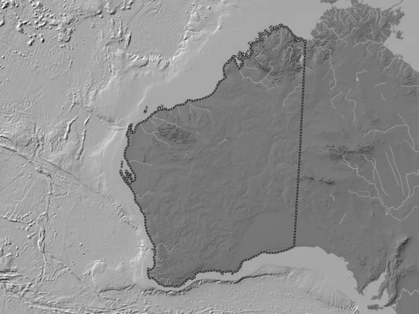 Zachodnia Australia Stan Australia Dwupoziomowa Mapa Wysokości Jeziorami Rzekami — Zdjęcie stockowe