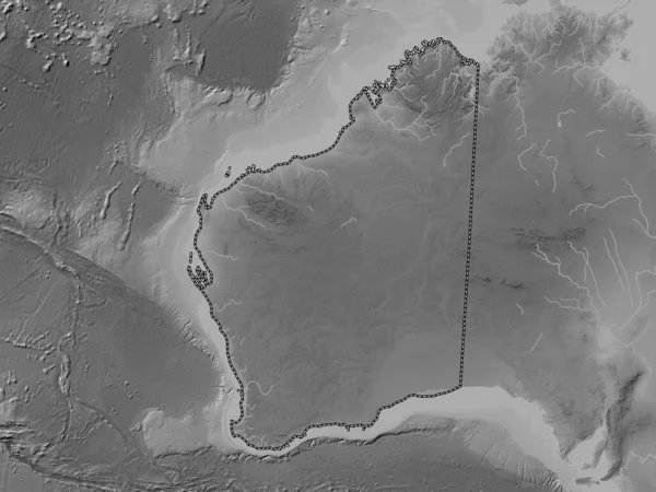 Australie Occidentale État Australie Carte Altitude Niveaux Gris Avec Lacs — Photo