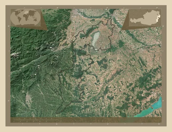 Burgenland Avusturya Eyaleti Yüksek Çözünürlüklü Uydu Köşedeki Yedek Konum Haritaları — Stok fotoğraf