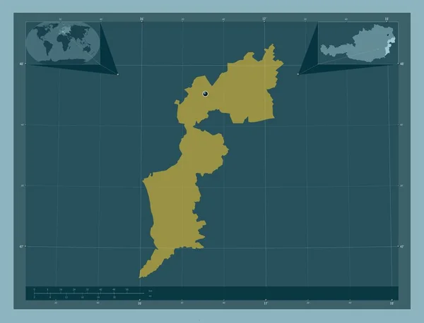 Burgenland Avusturya Eyaleti Katı Renk Şekli Köşedeki Yedek Konum Haritaları — Stok fotoğraf