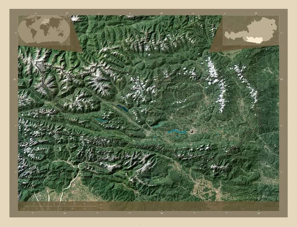 卡尔顿 奥地利国 高分辨率卫星地图 角辅助位置图 — 图库照片