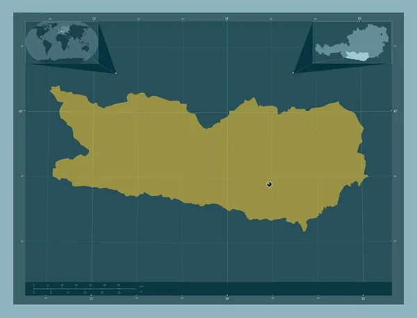 Karnten Πολιτεία Της Αυστρίας Ατόφιο Χρώμα Γωνιακοί Χάρτες Βοηθητικής Θέσης — Φωτογραφία Αρχείου