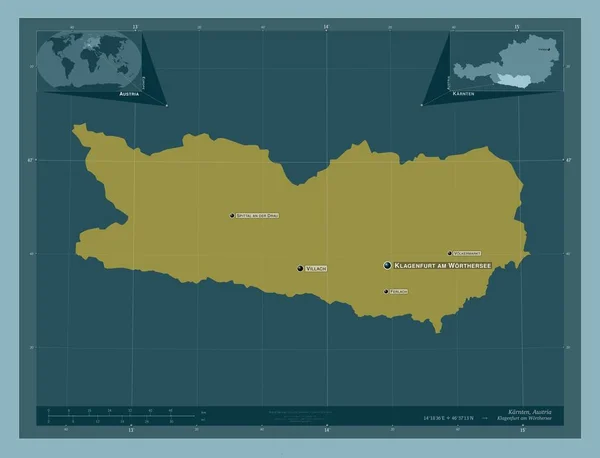 Karnten Estado Austria Forma Color Sólido Ubicaciones Nombres Las Principales —  Fotos de Stock