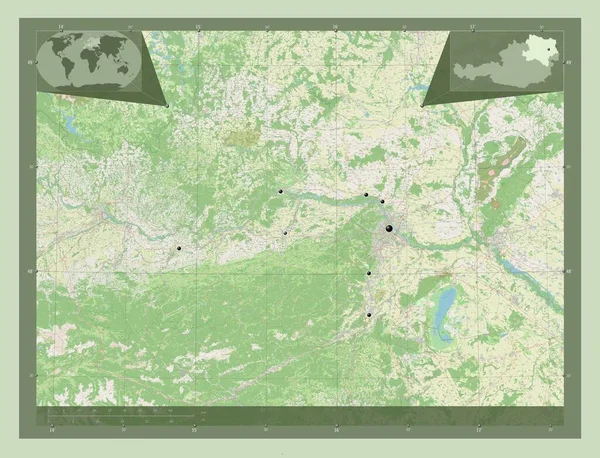 Niederosterreich Estado Áustria Abrir Mapa Rua Locais Das Principais Cidades — Fotografia de Stock