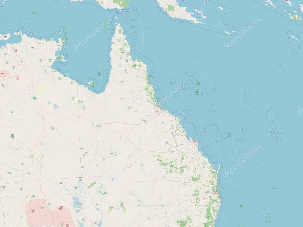 Queensland, state of Australia. Open Street Map