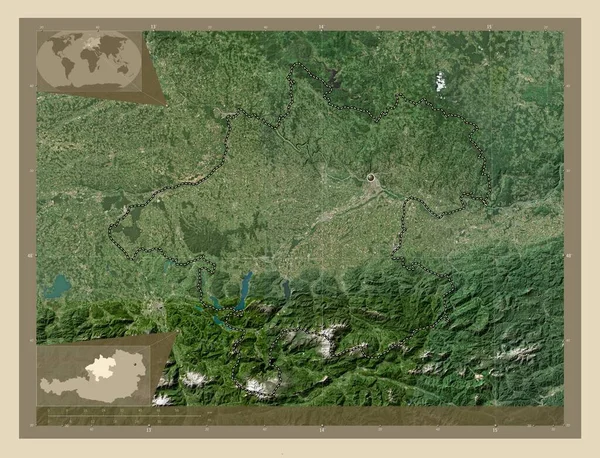 Oberosterreich State Austria High Resolution Satellite Map Corner Auxiliary Location — Stock Photo, Image