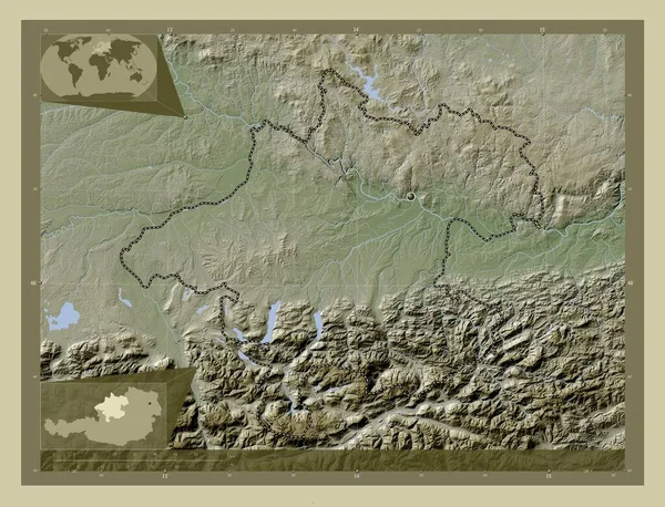 Oberosterreich Stan Austria Mapa Wzniesień Kolorowa Stylu Wiki Jeziorami Rzekami — Zdjęcie stockowe