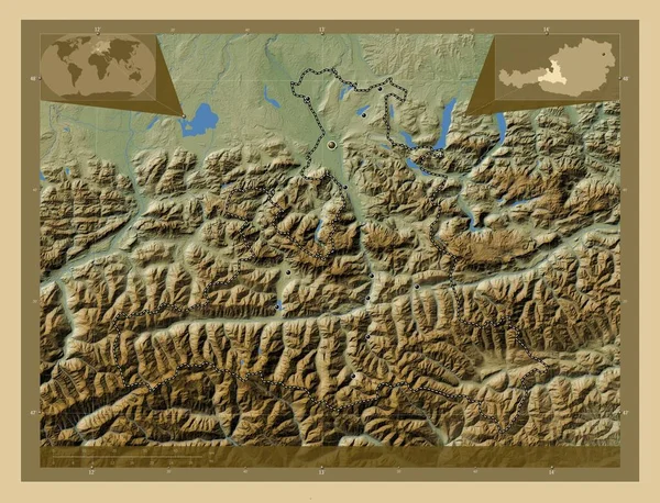 Salzburg State Austria Colored Elevation Map Lakes Rivers Locations Major — Stock Photo, Image