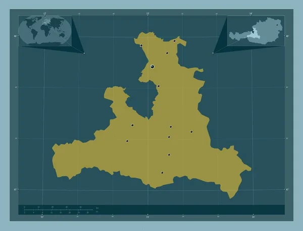 Salzbourg État Autriche Forme Couleur Unie Emplacements Des Grandes Villes — Photo