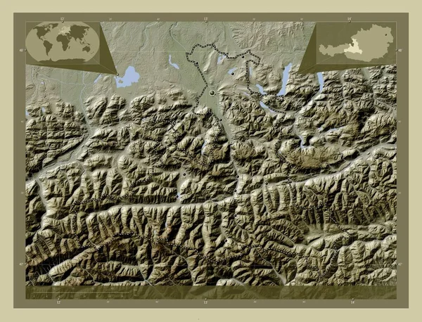 Salzburg State Austria Elevation Map Colored Wiki Style Lakes Rivers — Stock Photo, Image