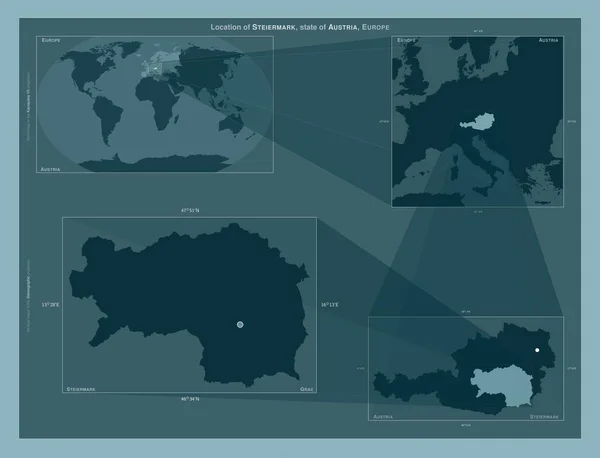 Steiermark Estado Austria Diagrama Que Muestra Ubicación Región Mapas Gran —  Fotos de Stock