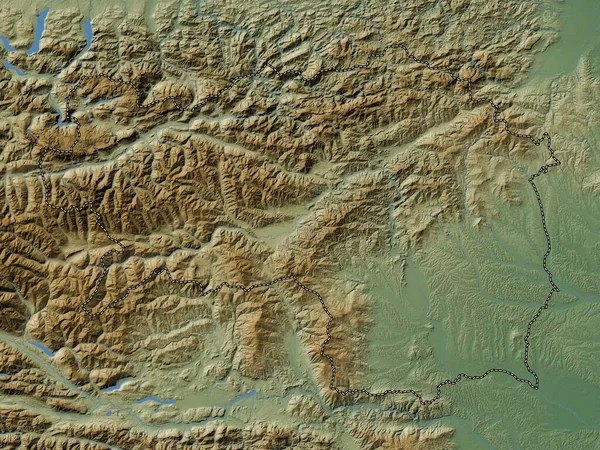 Steiermark Stan Austria Kolorowa Mapa Wzniesień Jeziorami Rzekami — Zdjęcie stockowe