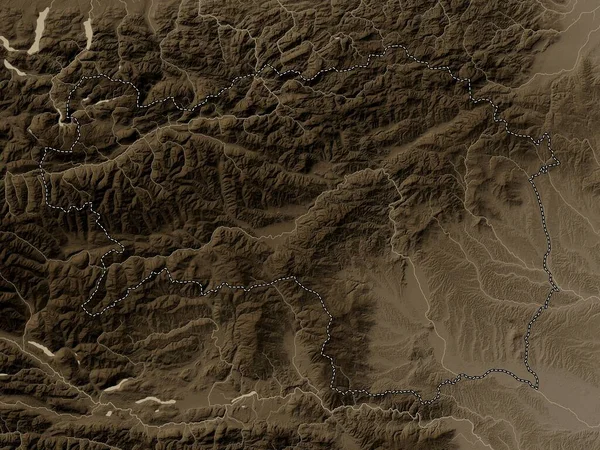 Штайермарк Штат Австрия Карта Высот Окрашенная Сепиевые Тона Озерами Реками — стоковое фото