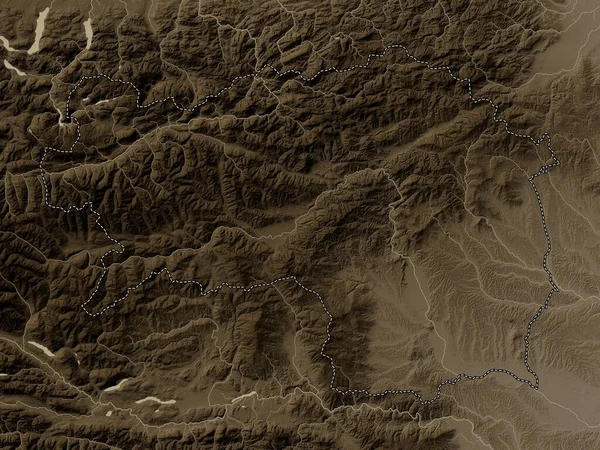 Steiermark Deelstaat Oostenrijk Hoogtekaart Gekleurd Sepia Tinten Met Meren Rivieren — Stockfoto