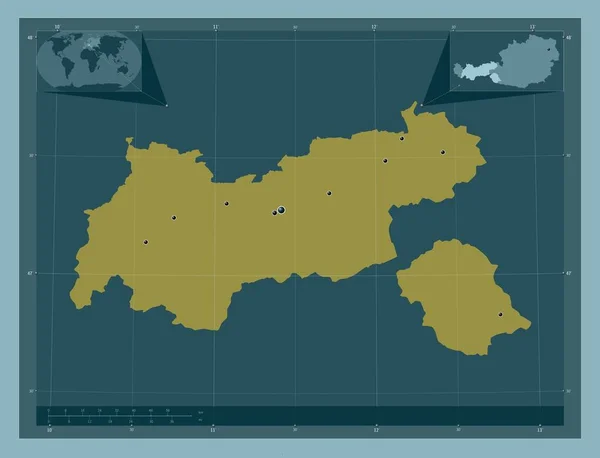 Tyrol Stan Austria Solidny Kształt Koloru Lokalizacje Dużych Miast Regionu — Zdjęcie stockowe